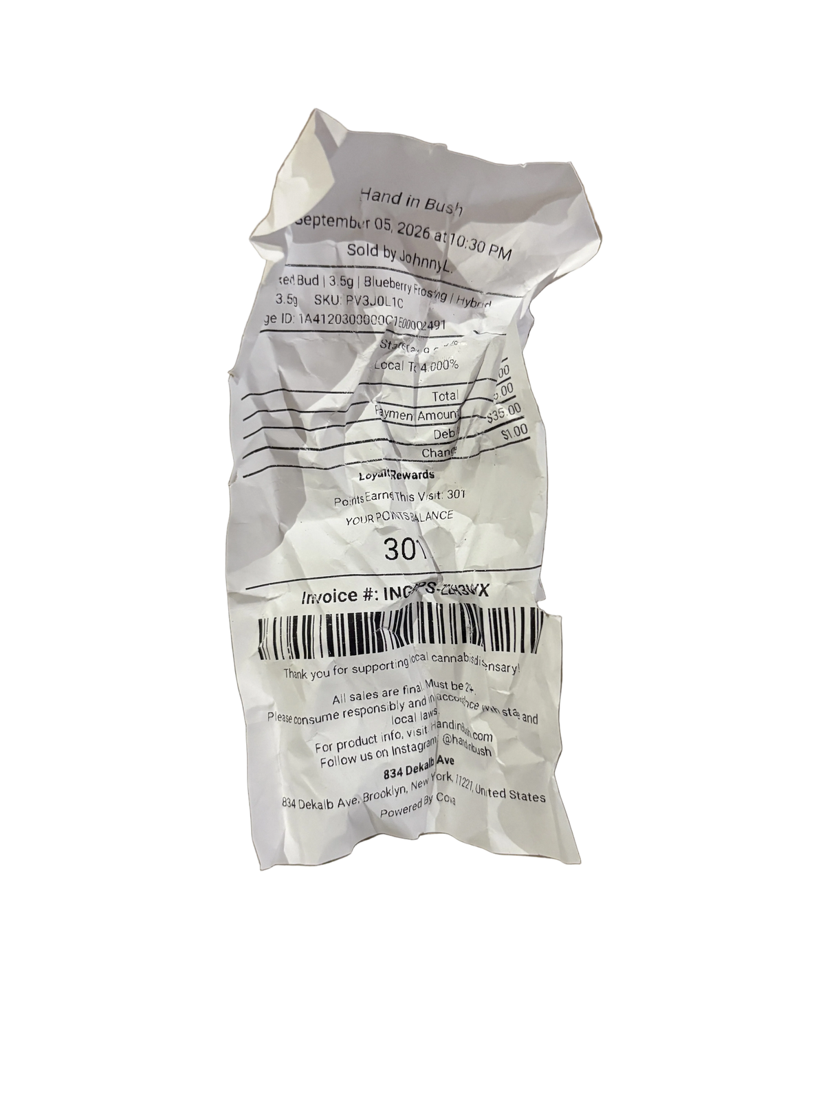 Crumpled Receipt